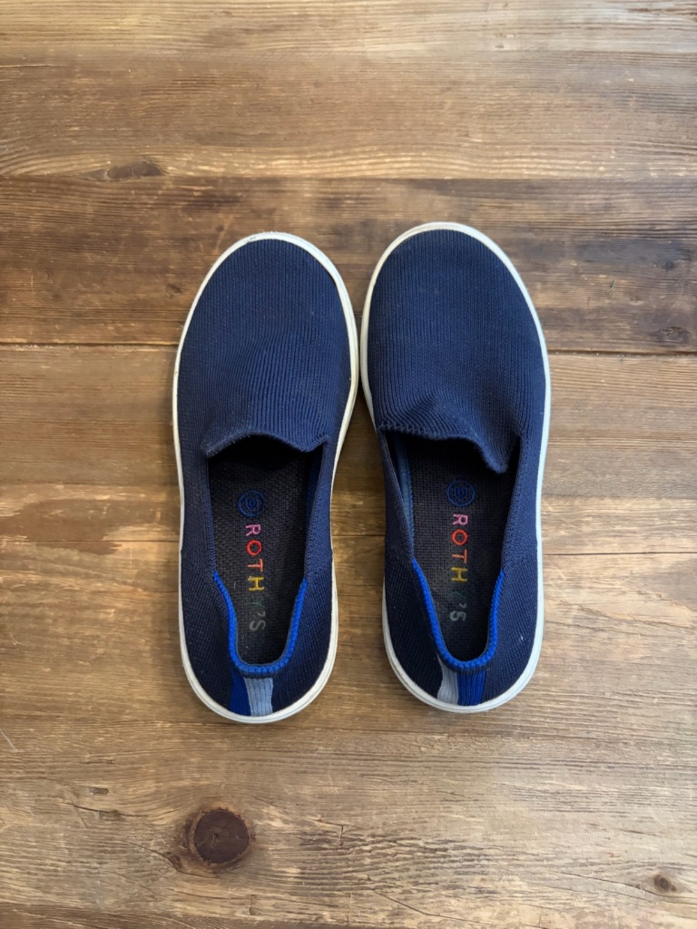 Rothy’s The Kids Sneaker Deep Navy Knit Slip On Shoes Unisex Size 2